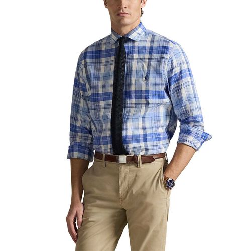 Polo Ralph Lauren Custom Fit Plaid Linen-Blend Shirt